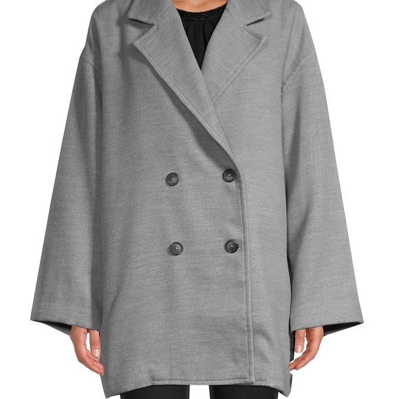 Free People Hannah Slouchy Double Breasted Coat in Gray (washed black) SZ M - Picture 5 of 9